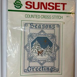 Sunset Counted Cross Stitch Kit Snowflake Season's Greeting 2911 New Sealed